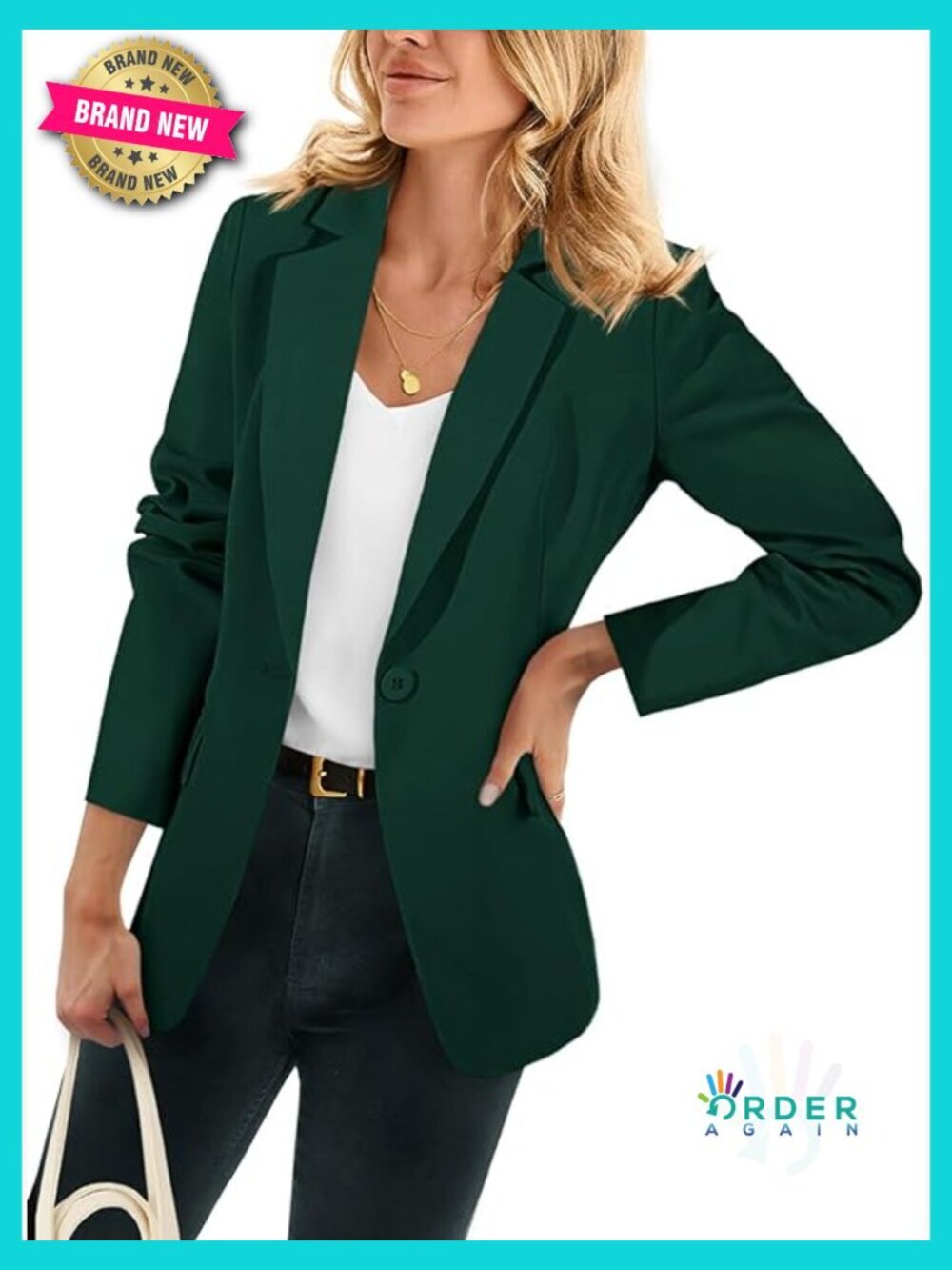 Casual Blazer Open Front Long Sleeve Work Office Suit Jacket Chic Slim Fit